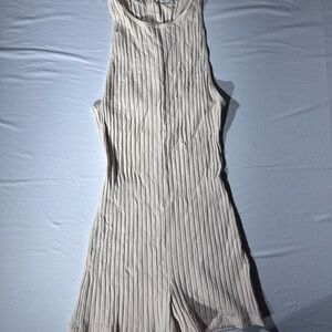 Zara Cream Ribbed Sleeveless Jumpsuit Romper